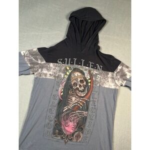 Sullen Art Collective Skull Reaper Goth Emo Hoodie Long Sleeve T Shirt‎ medium